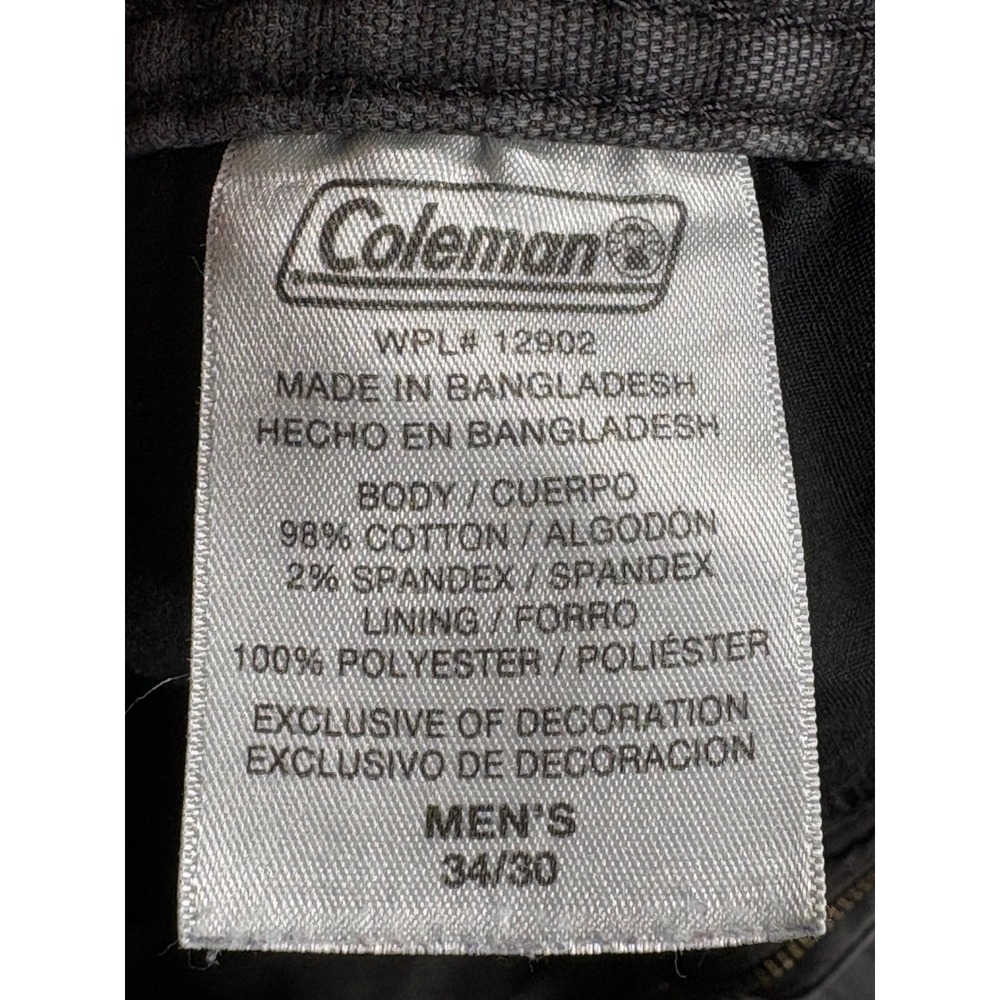 Coleman Mens 34x28 Flannel Lined Work Pants Charcoal‎ Gray Buffalo Plaid Canvas - Picture 6 of 11